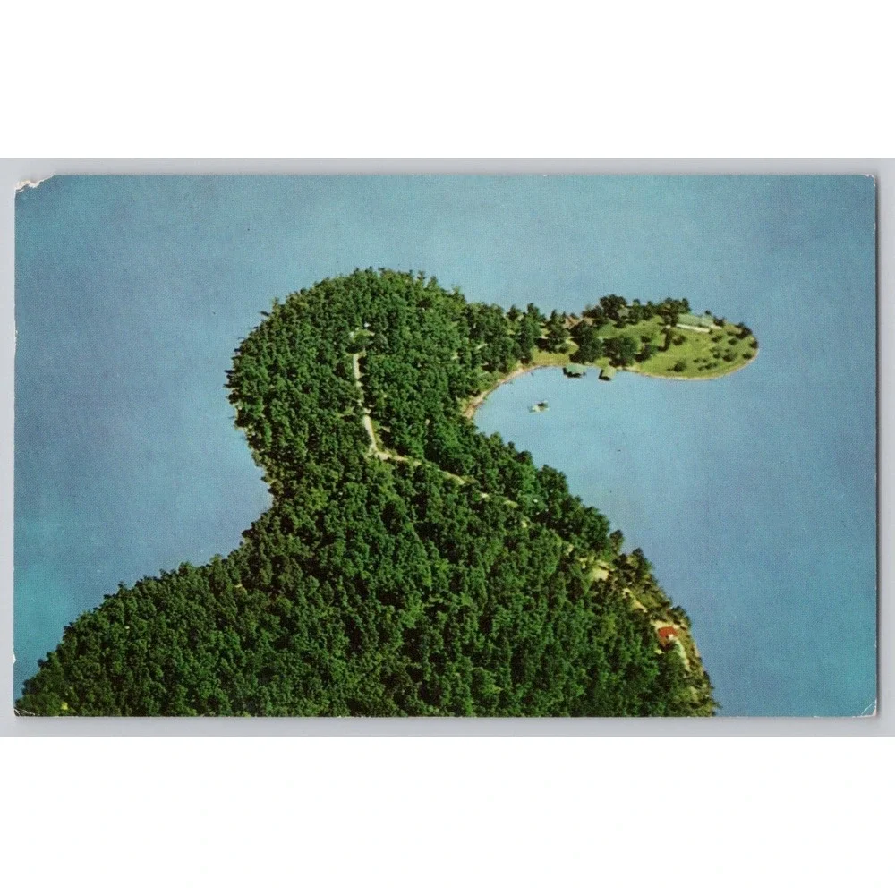 POSTCARD Lake of the Ozarks MO Missouri Aerial View of Duck Head Point Road 1961